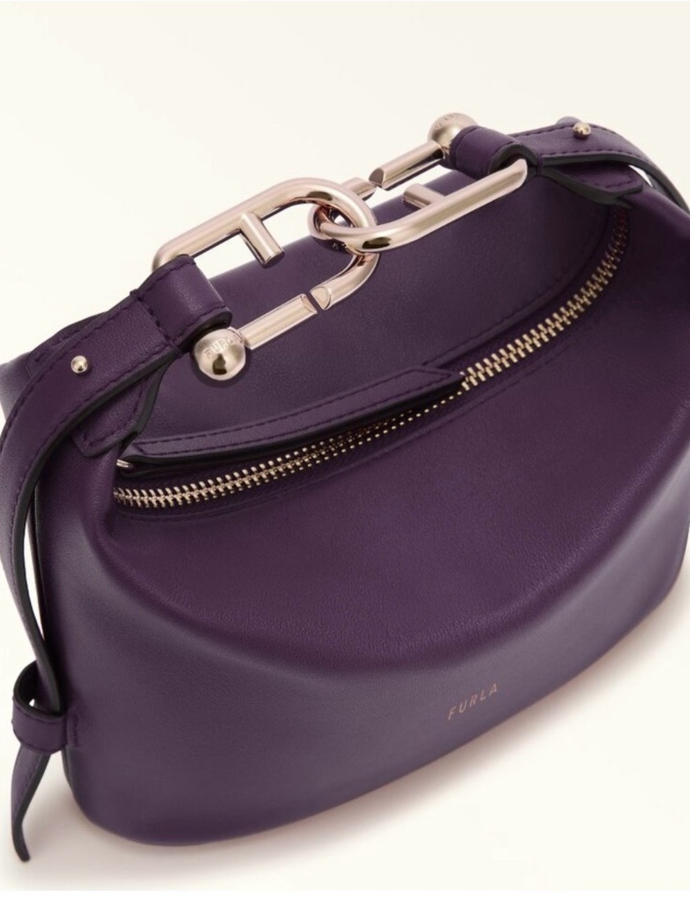 NWT Furla Nuvola Mini Ametista Purple Leather Hobo Shoulder Bag